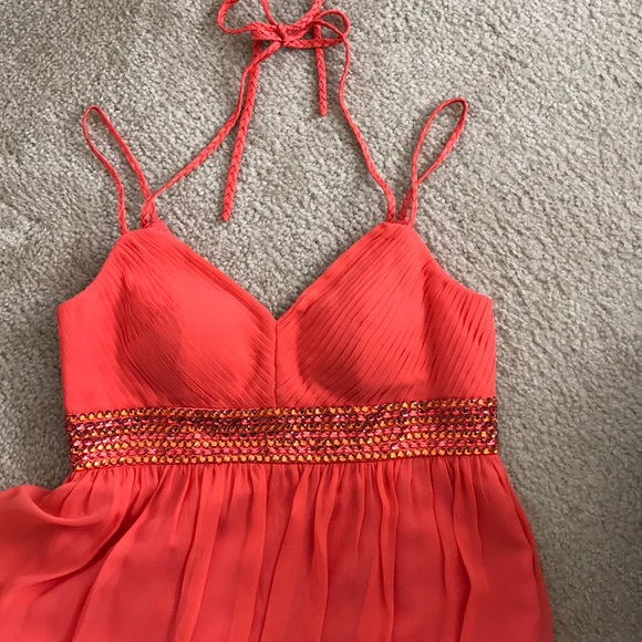 Silk Chiffon pintuck bejeweled cocktail dress SZ 6 - Picture 3 of 8